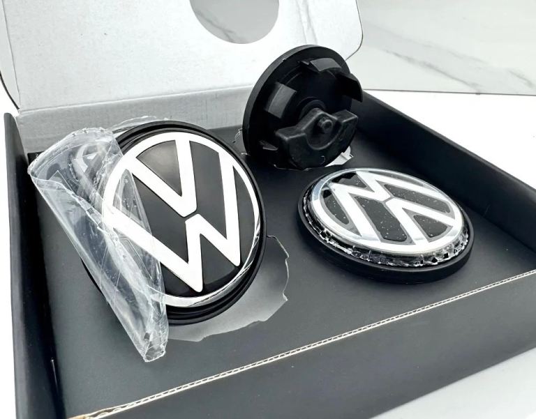 56mm floating wheel centre caps - VW - Black and Silver