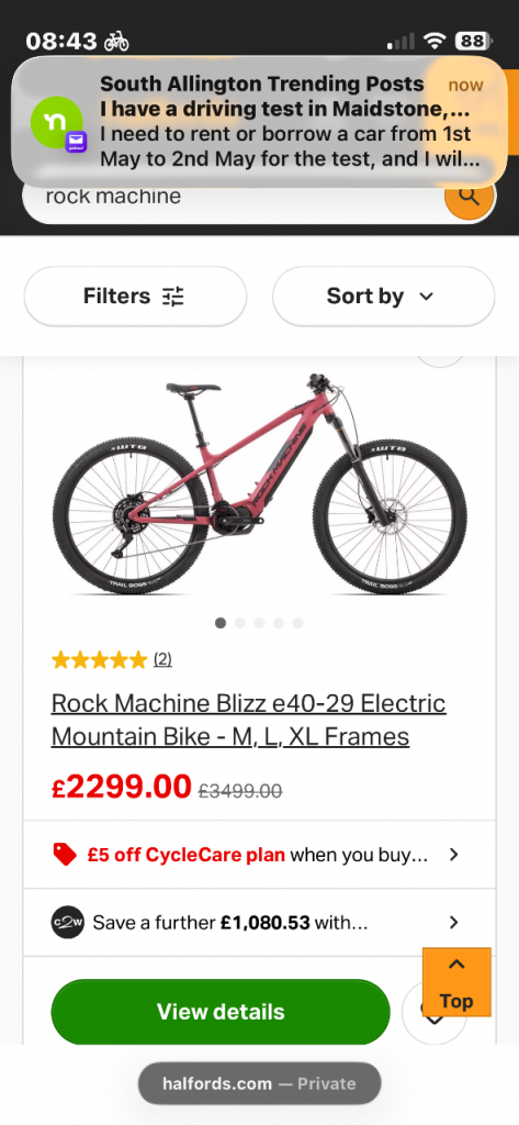 Brand new Rock Machine Blizz e40-29 Electric Mountain Bike - Red, As Good As New