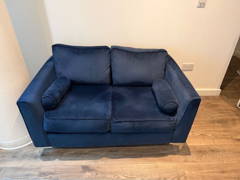 Blue Velvet 2-Seater Sofa
