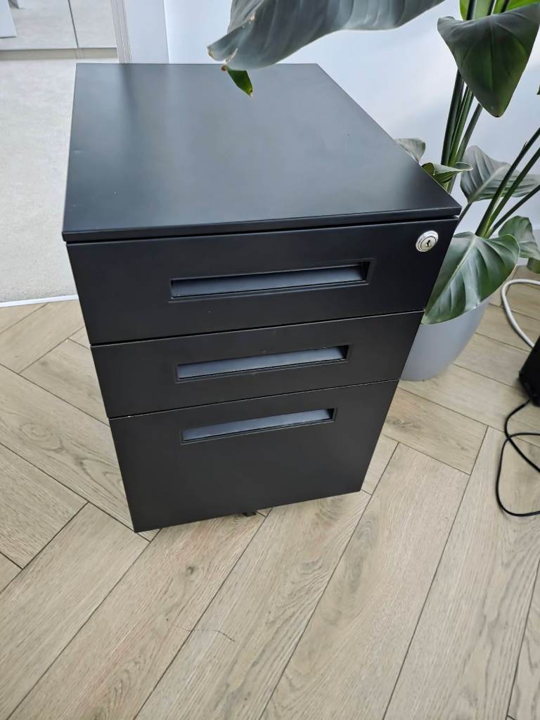 Flexispot Black 3-Drawer Filing Cabinet with Key
