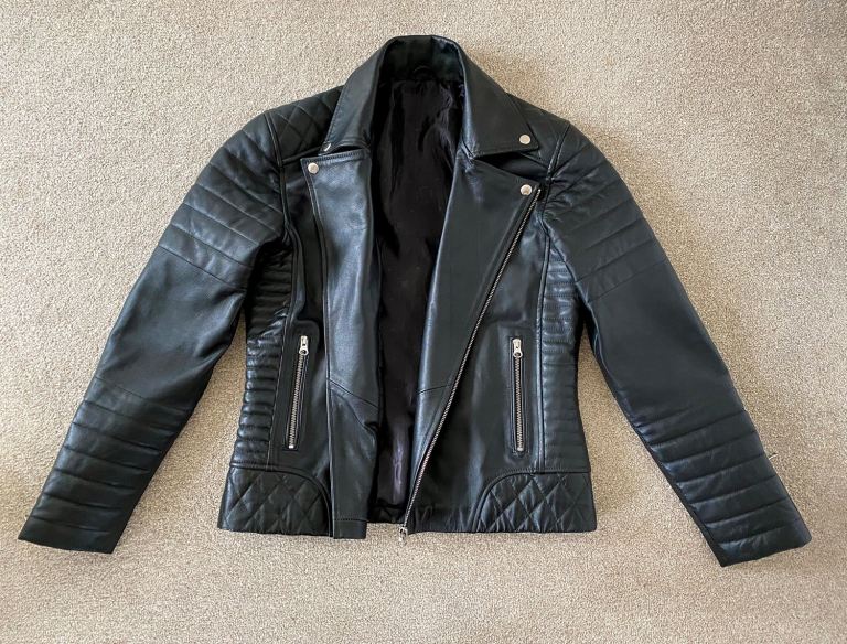 Men's Genuine Leather Biker Jacket – Premium Quality – Black – Size Small