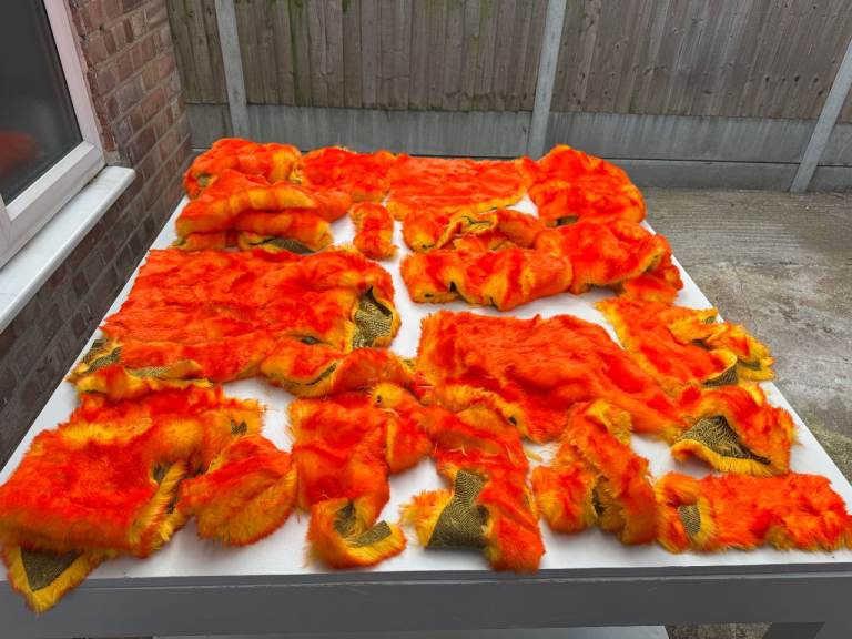 LARGE FAUX FUR FABRIC BUNDLE SCRAPS RARE COLOUR