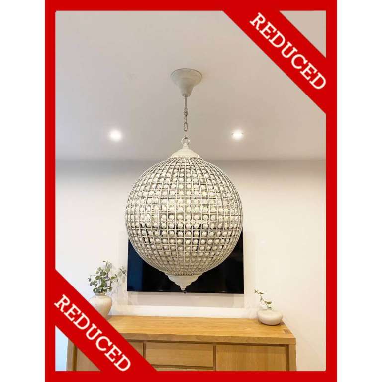 🕎 THE LIBRA COMPANY Crystal Chandelier Large Round Globe Ceiling Lighting Lamp Light Cream RRP £799
