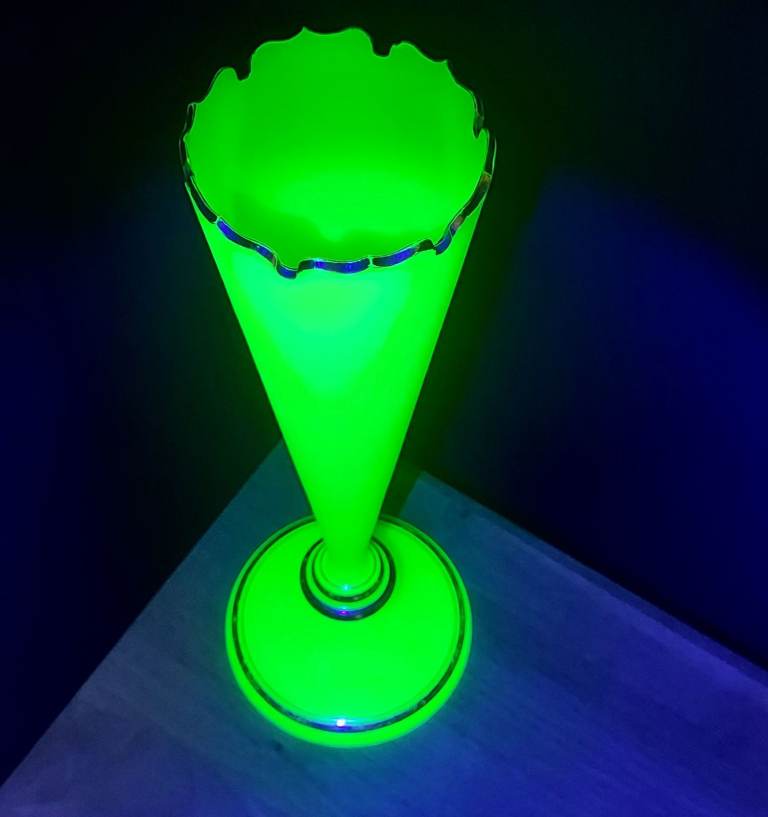 Bohemian uranium opaline uranium glass vase..