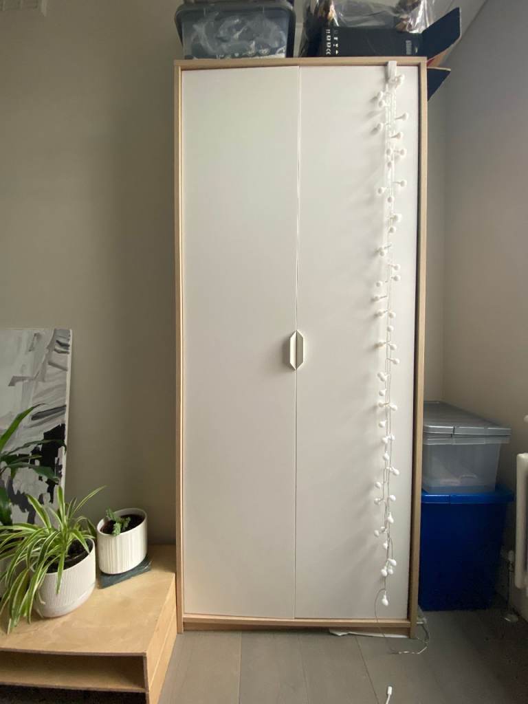  IKEA Askvoll White and Wood Wardrobe