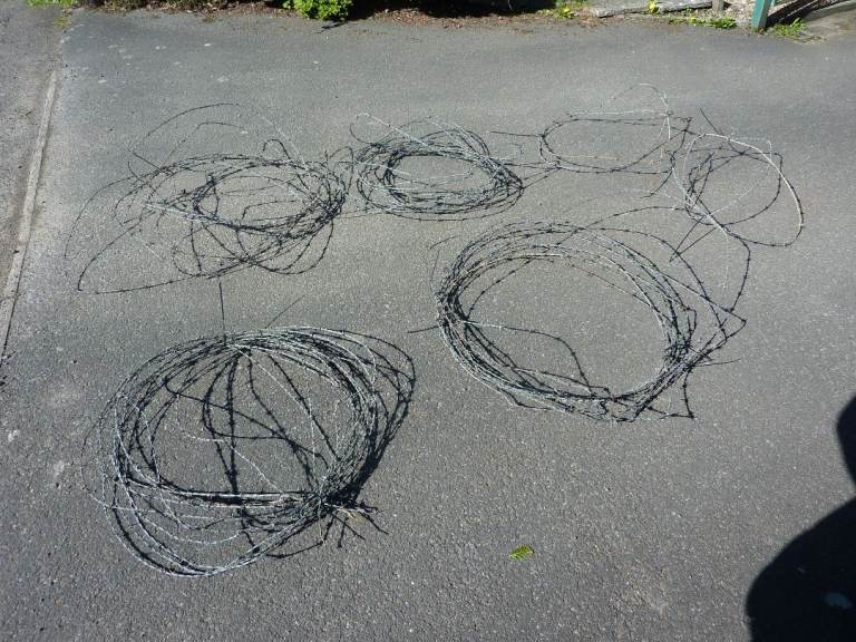 Free vintage barbed wire approx 100m in 4 sections of 20m plus each
