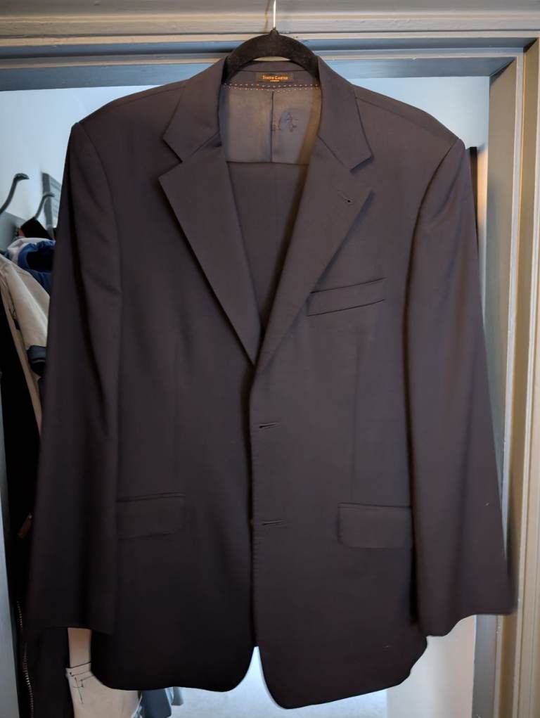 Simon Carter 100% Wool Suit - Navy Blue, Size Medium