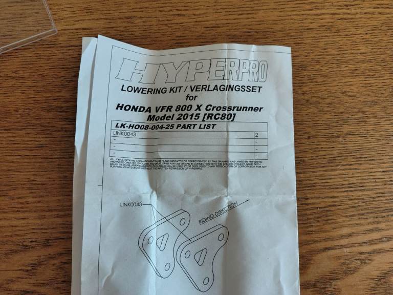 HONDA CROSSRUNNER LOWERING KIT