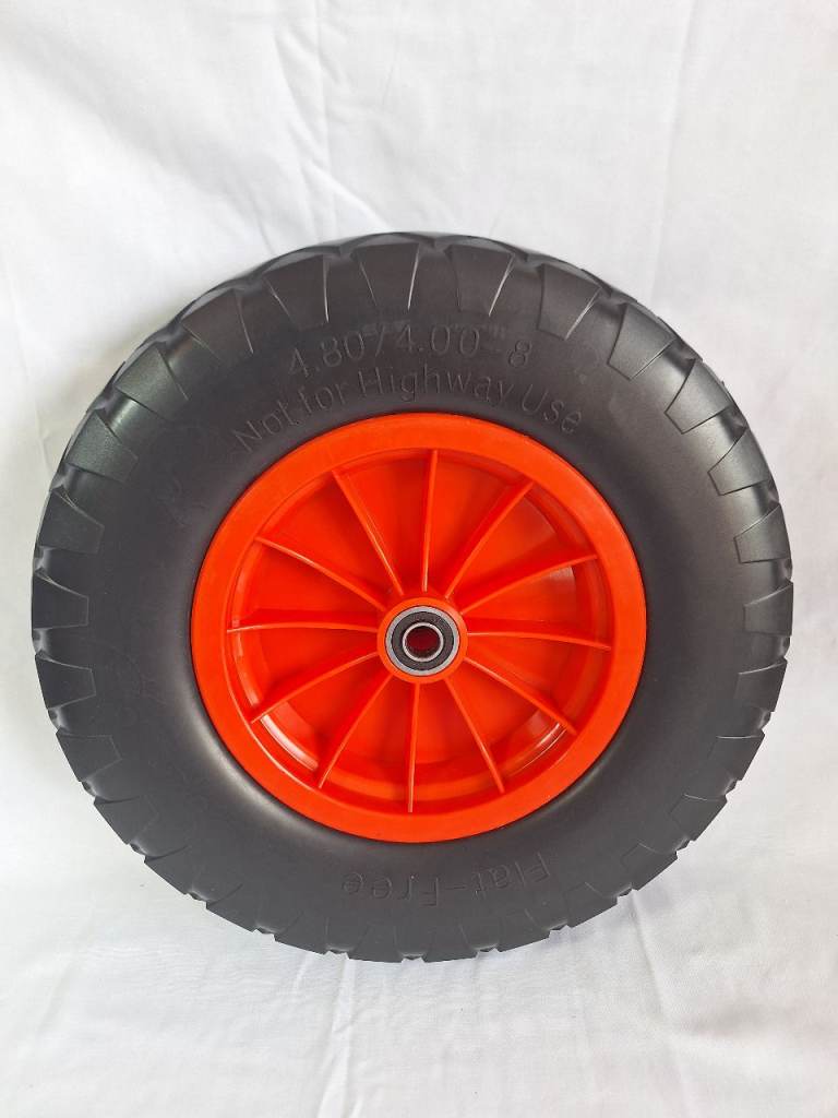 Heavy-Duty Wheelbarrow/Cart Wheel 38cm 8cm Thick Flat Free Ball Bearing