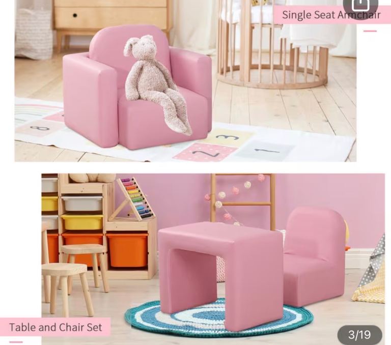 New Pink Kids Armchair and Table Chair Set