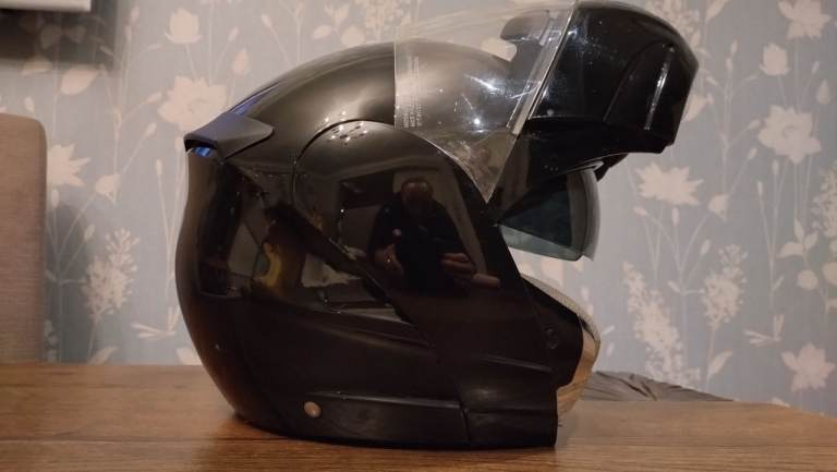Helmet black flip up black Visor