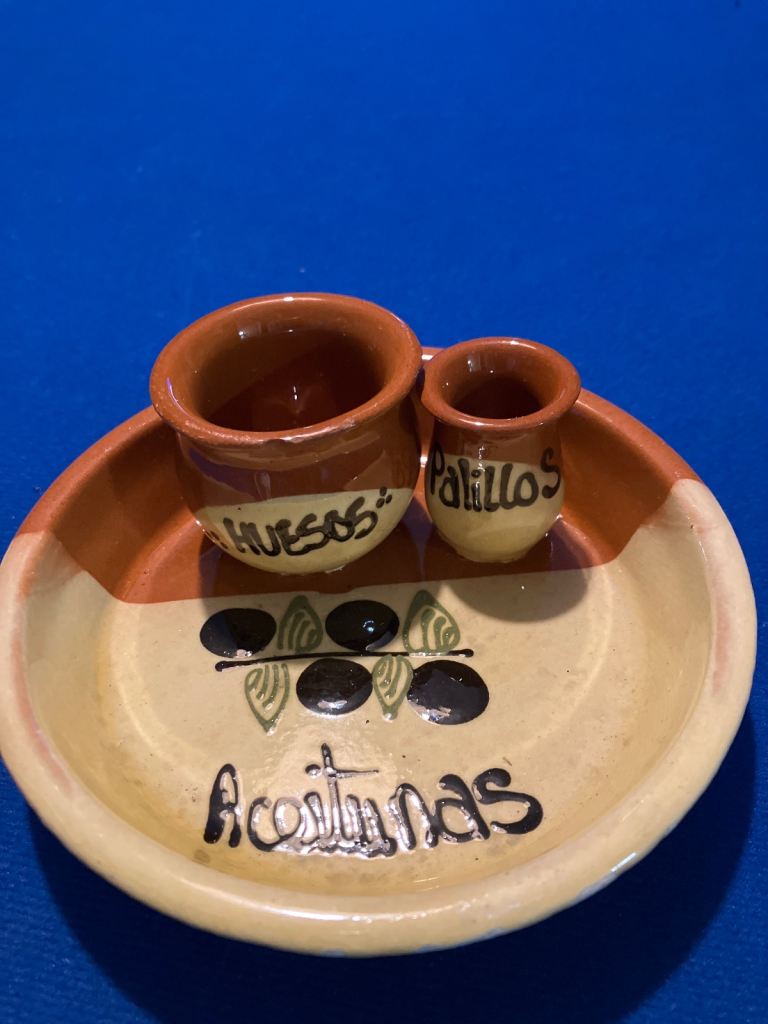 Terracotta Olive Dish with Pits and Picks Holders