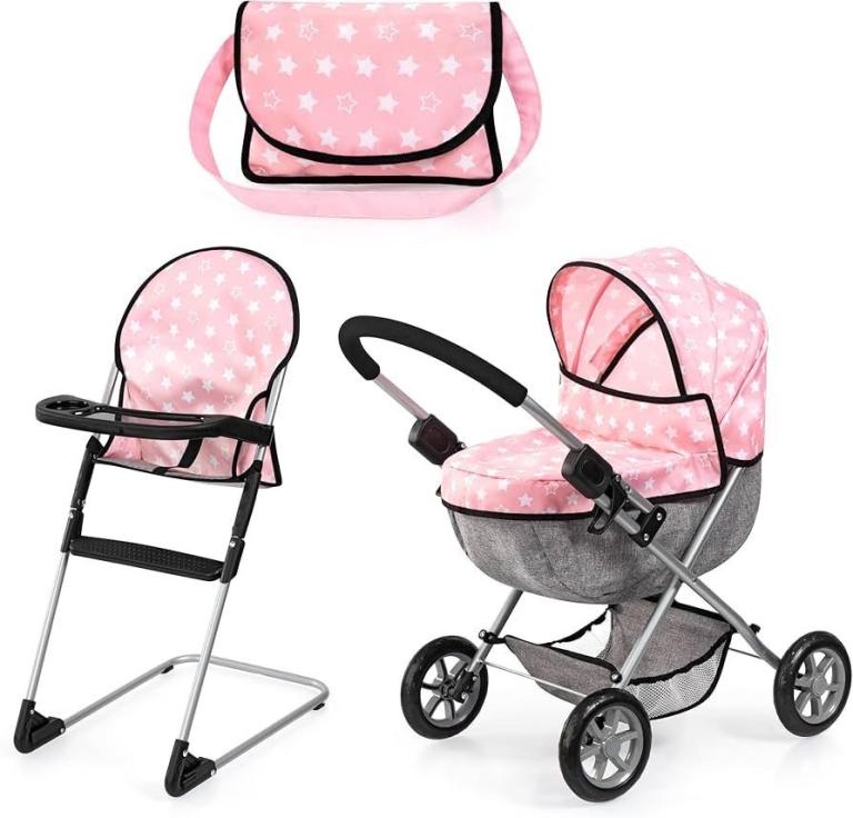  [ NEW IN ORIGINAL BOX ] Baby Doll Pram and Highchair Set - Matching Baby Doll Accessories 