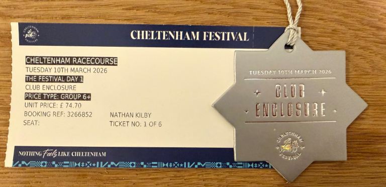 Cheltenham Festival, Tuesday, Club Enclosure Ticket. 