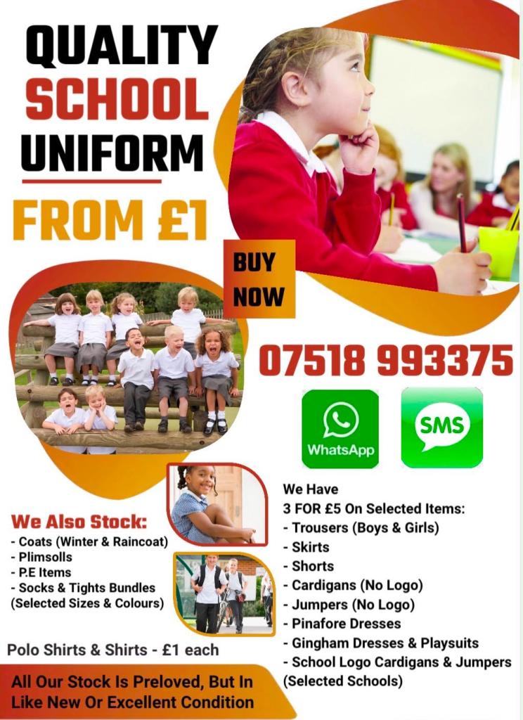 Quality Schoolwear / School Uniform Sold All Year Round FROM £1