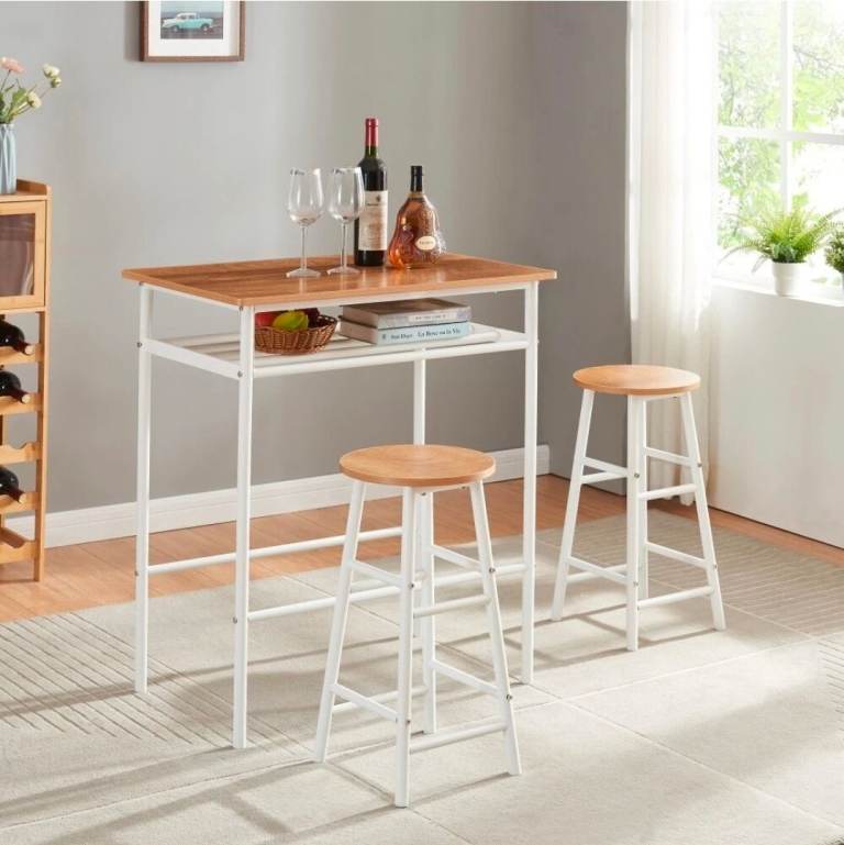 3 Piece  Dining Set,Bar Table and Stools Set,for Kitchen Dining Room,,
