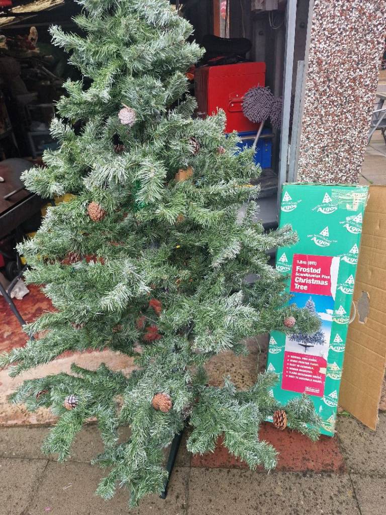 Argos 1.8m Frosted Scandinavian Pine Christmas Tree -