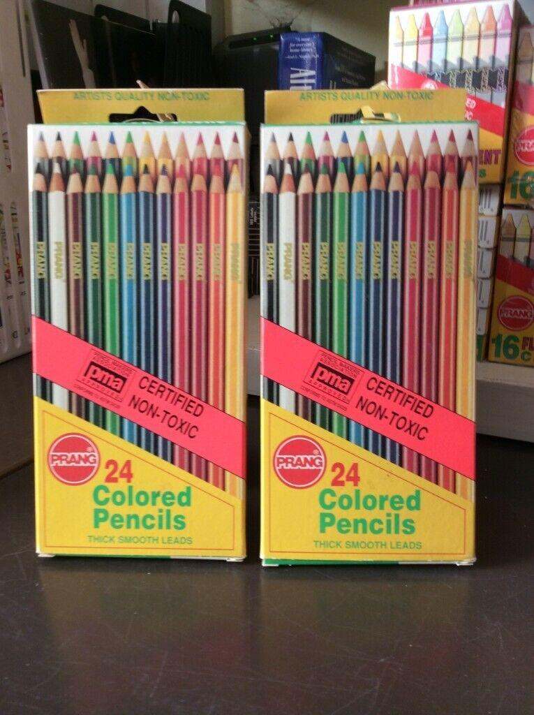 PRANG  Quality COLOURED PENCILS - 24 per Box - Artist Brilliant Deep Colours, Thick Smooth Leads.