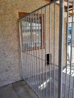 Galvanised, sectional, dog run.