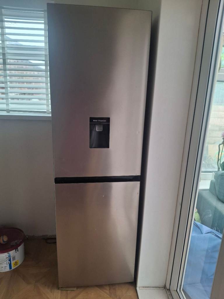 Freestanding Silver Fridge Freezer with Water Dispenser