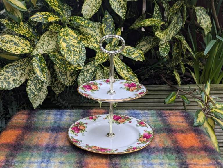 Royal Albert Country Roses two tier cake stand