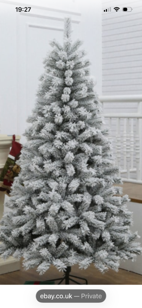 Flocked Artificial Christmas Tree - White, Good Condition