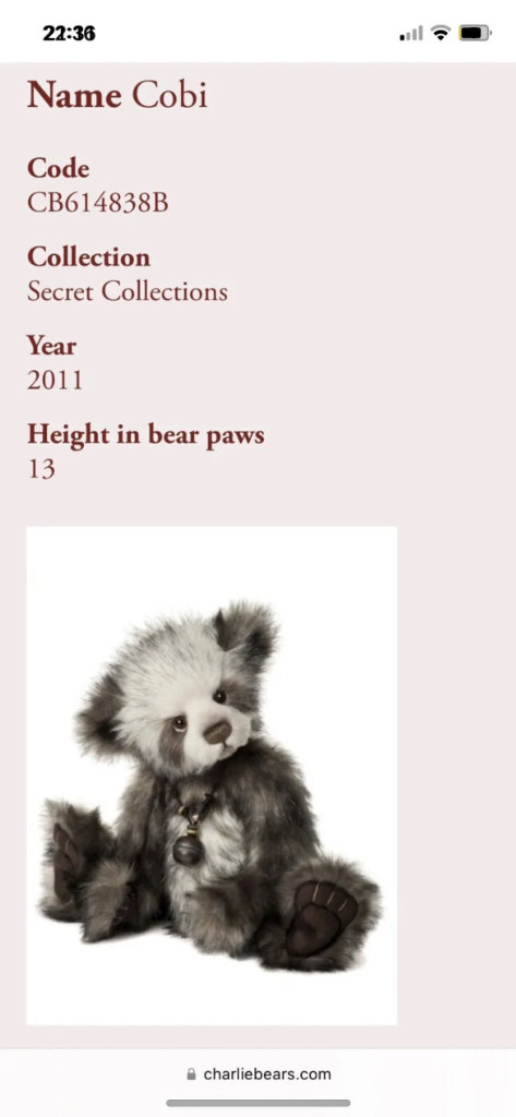 Charlie Bears Cobi Panda Bear 2011 Secret Collection