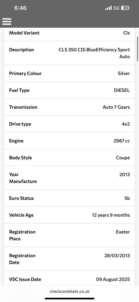 2013 Mercedes-Benz CLS CLS 350 CDI BlueEFFICIENCY Sport 4dr Tip Auto COUPE Diesel Automatic