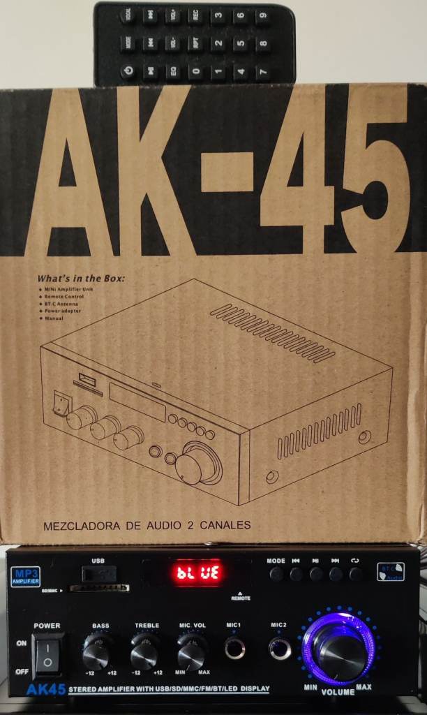 Wireles stereo amplifier AK-45 Bluetooth / USB / CD CARD / AUX / FM / AM RADIO.