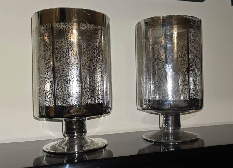 Set of two decorative glass vases