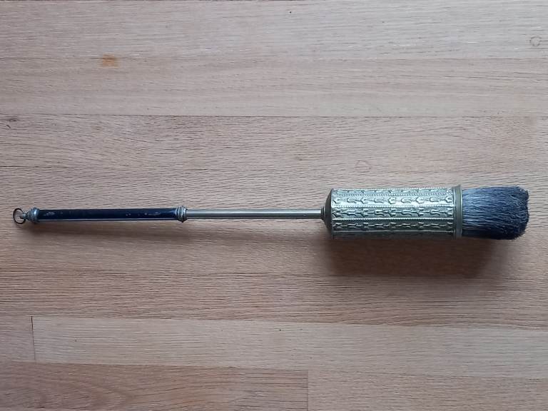 Fireside/ Hearth Brush; Brass Retractable - Vintage