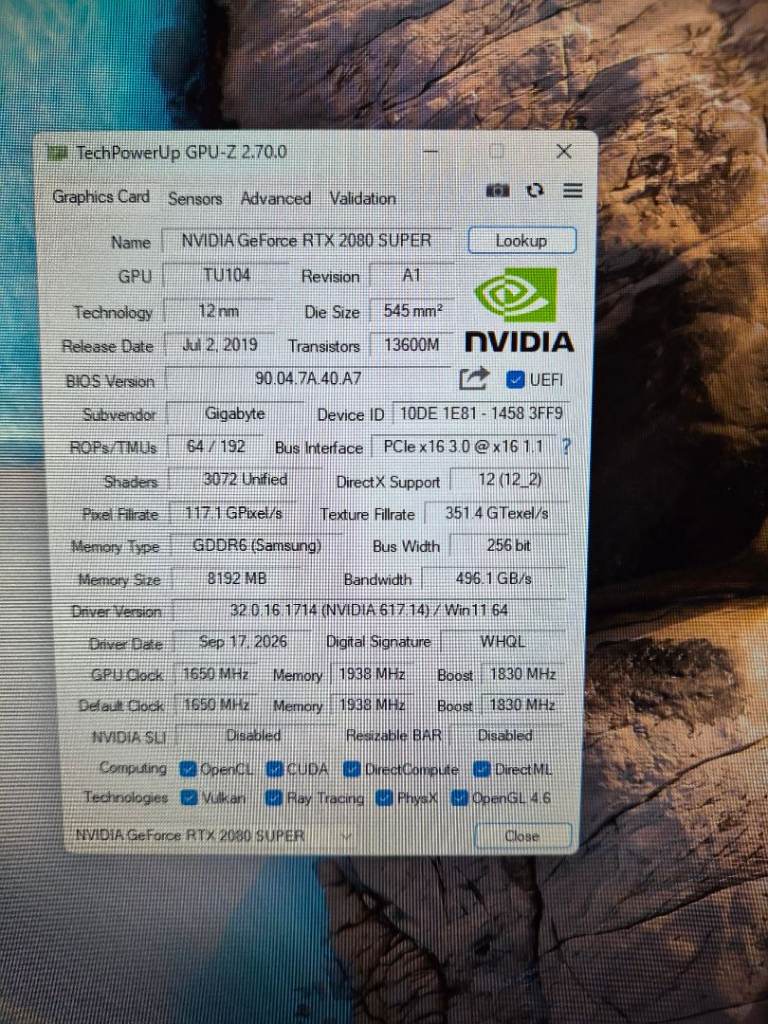 Gigabyte GeForce RTX 2080 SUPER 8GB GDDR6 | Repasted Arctic MX-4 ...