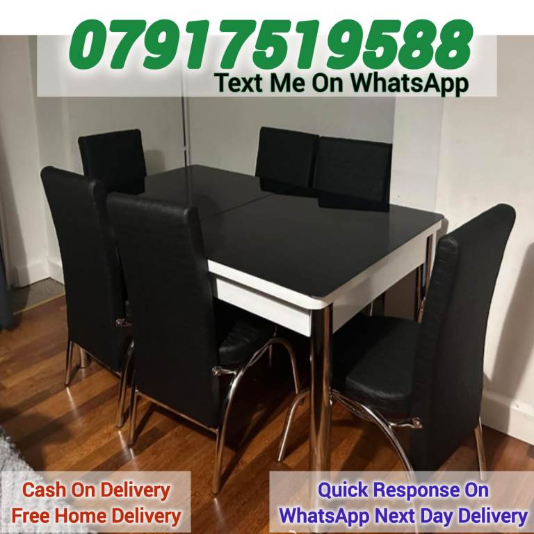 Black Gloss Dining Table Set with 4/ 6 Chairs.