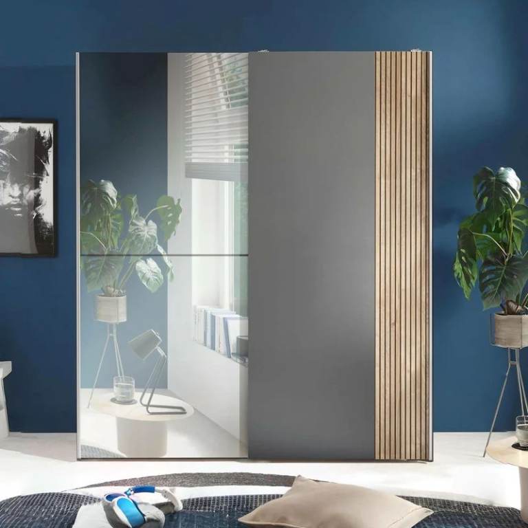 Berno Sliding 2 Door Wardrobe With Mirror, Brand New In Box
