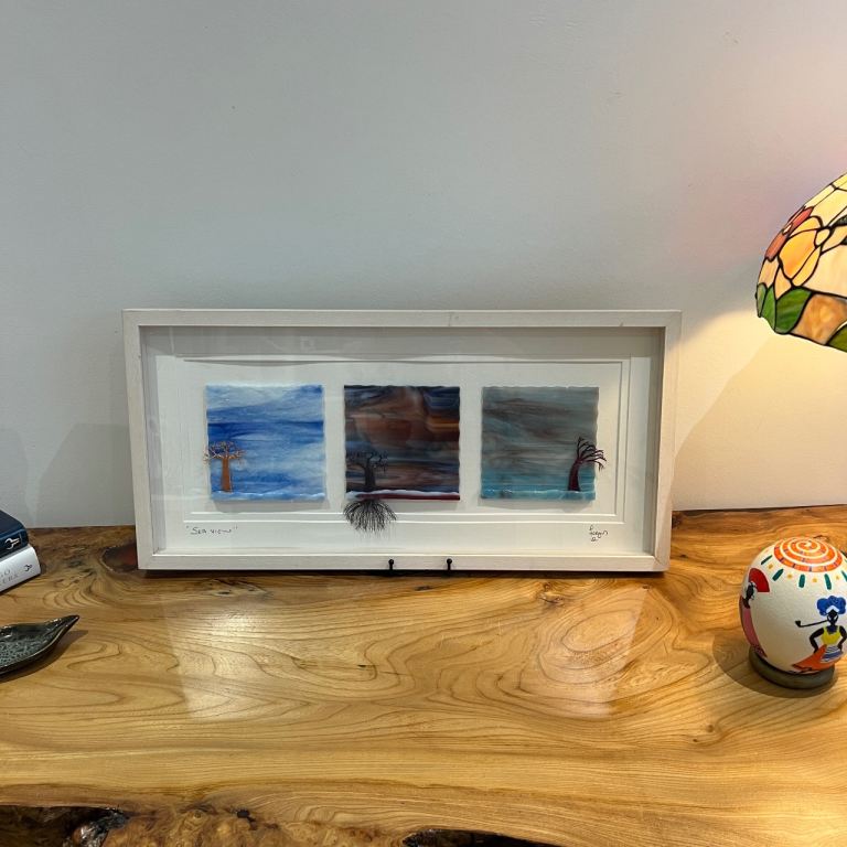 Fergus Quearney “Sea View” 3D Glass Art – Signed & Framed – 79 x 18 cm