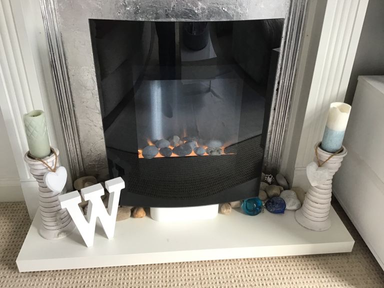 Electric Fireplace with Silver Surround – Good Condition