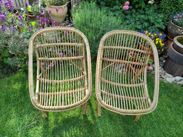 Pair of Wicker Garden Chairs - Good Condition