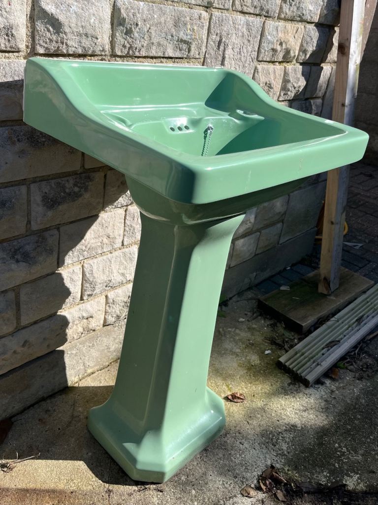 Bristol modernus 1930’s art deco sink and pedestal in jade green