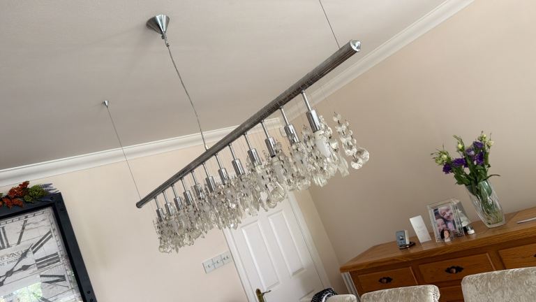 Modern Crystal Chandelier Pendant Light – Good Condition