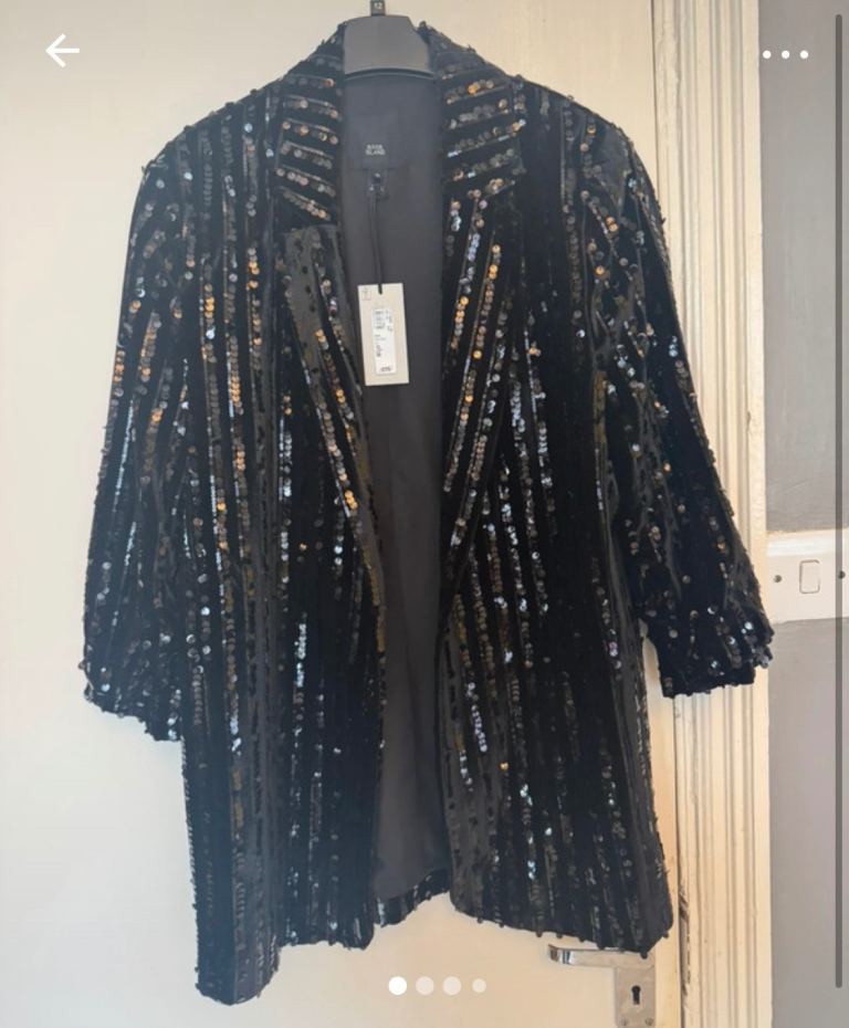 River Island Black Sequin Jacket - New with Tags, UK 10
