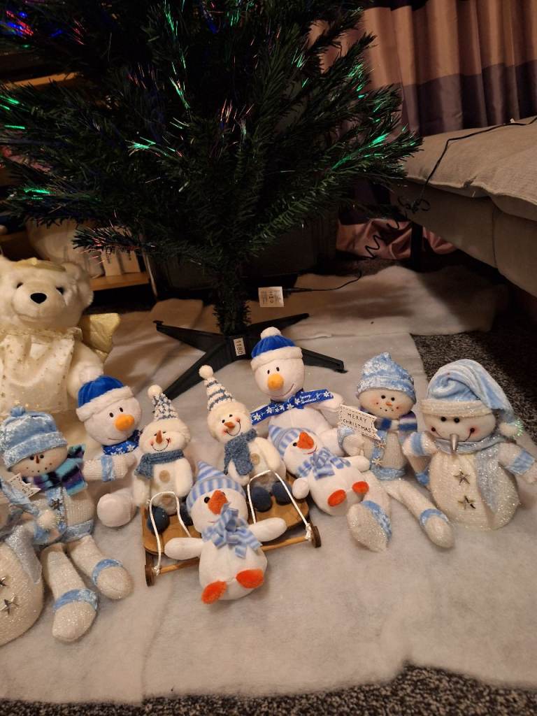 Colllection of Blue and White Christmas Snowmen