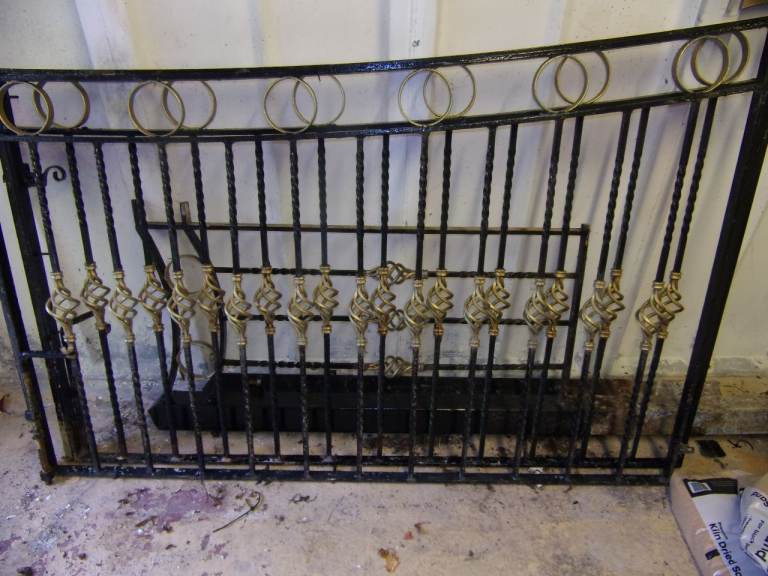 Wrought iron heavy duty driveway gates with side panel and posts