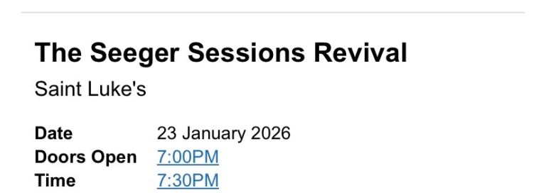 Four tickets for the Seeger Sessions TONIGHT