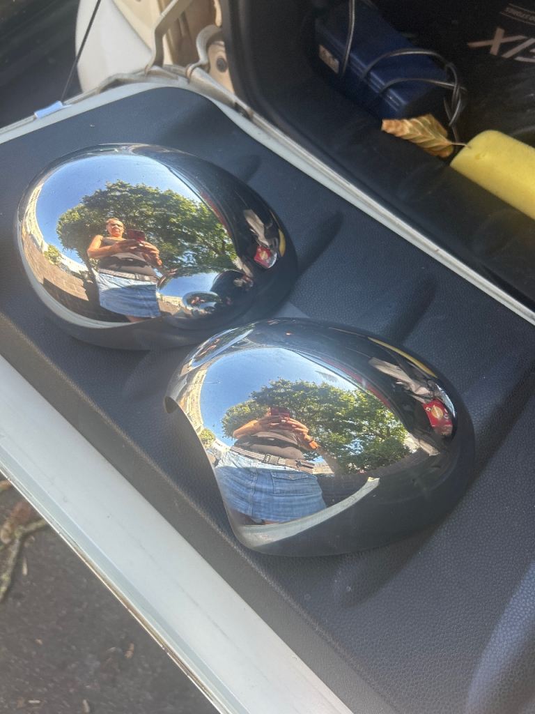 Pair of Silver Chrome Mirror Covers - Nearly New Condition