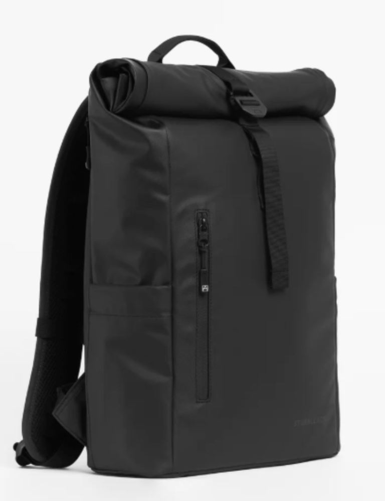Stylish Black Roll-Top Backpack – Excellent Condition