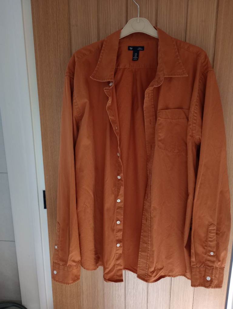 Gap Men's XL Slim Fit Orange Cotton Shirt