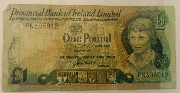 Provincial Bank of Ireland One Pound Note - January 1977