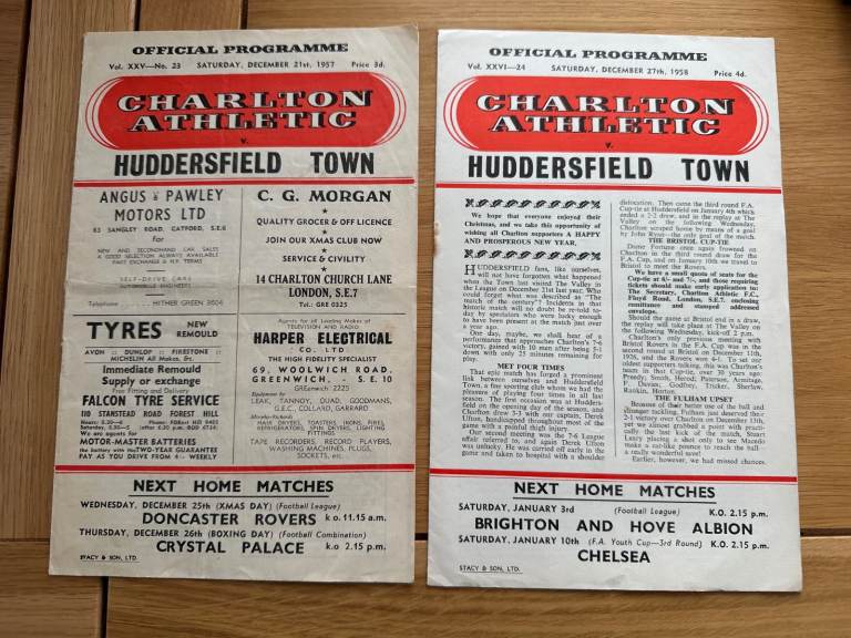 Charlton Athletic v Huddersfield Town - 21/12/1957 - 7-6 score line