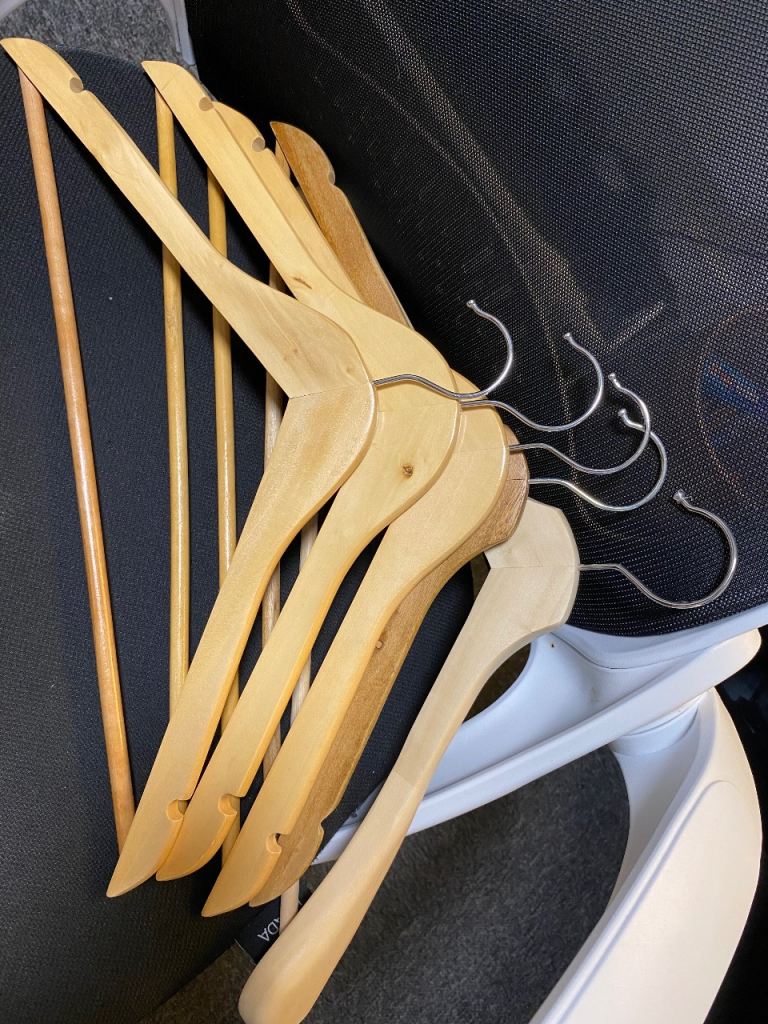 Set of 5 Wooden Clothes Hangers - Good Condition
