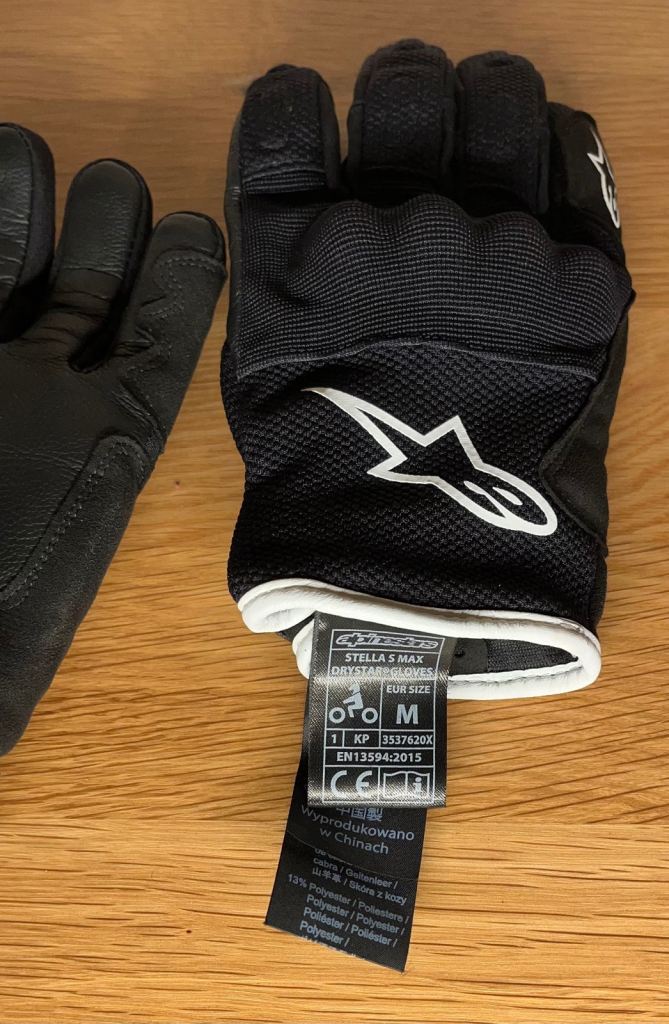 Alpinestars S Max Drystar Motorcycle Motorbike Textile Gloves Black / White